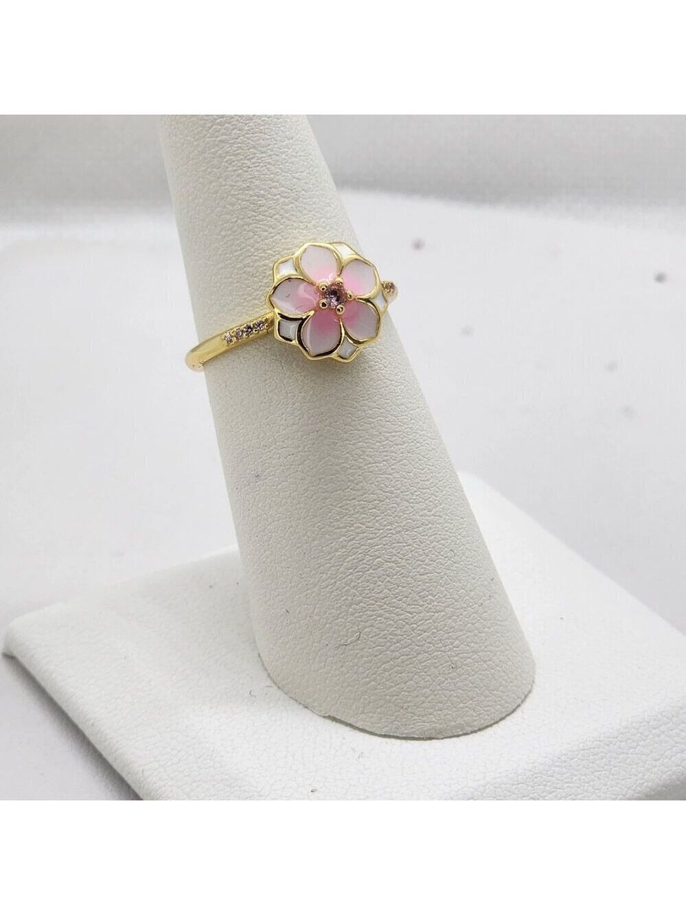 Brand New Sterling Silver 925 Magnolia Bloom Pink Ring